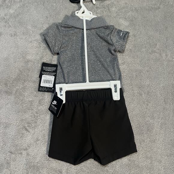 Nike Bodysuit Shorts Set Baby Infant 3M Grey Polo 3BRAND Outfit - Picture 5 of 5
